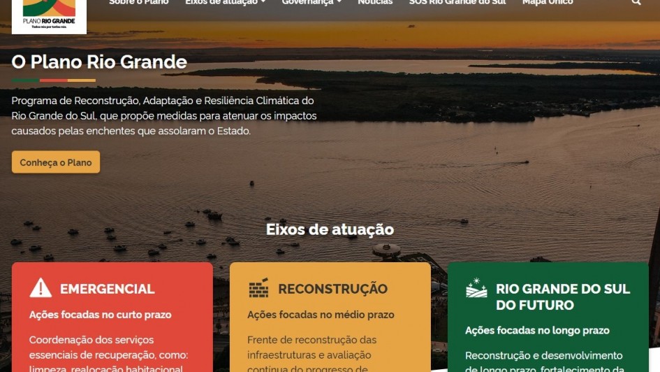 Página inicial do site do Plano Rio Grande
